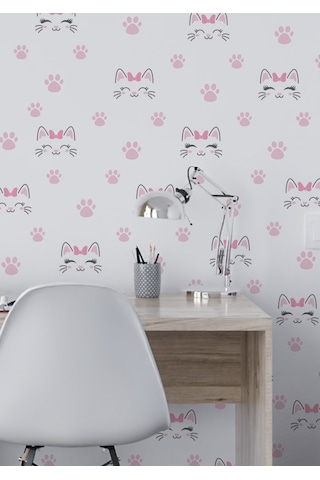 Gülümseyen Kediler Çocuk Odası Duvar Sticker Seti Kediler, Patiler 01