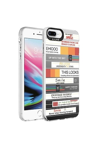 Apple Uyumlu iPhone 8 Plus Kılıf Desenli Zore Silver Sert Kapak Mottolar