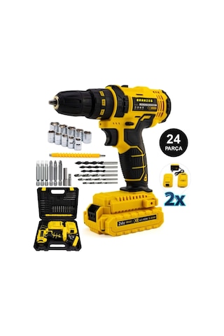 Branzeg Full Setli 24v Darbeli Matkap Akülü Vidalama