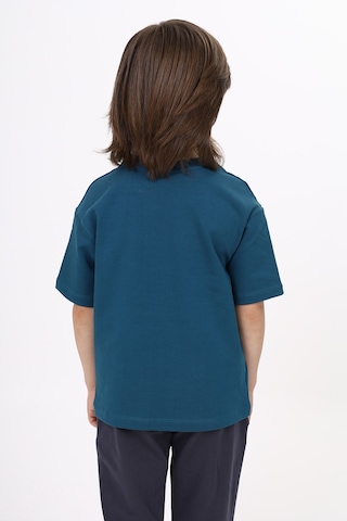 Toontoy Kids Toontoy Unisex Çocuk Baskılı Tişört Petrol Mavi