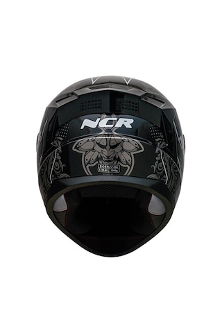 NCR M70 Sv Rapid Camlı Ece Belgeli Kapalı Motosiklet Kaskı Desenli Parlak Siyah