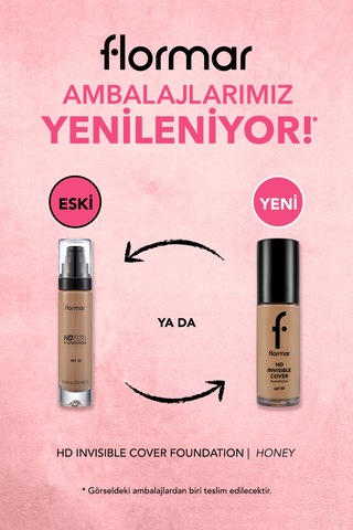 Flormar Doğal Bitişli Fondöten- Invisible Cover HD Fdt. - 120 Honey - 8682536059176