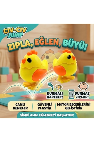 Zıplayan Kurmalı Oyuncak Civciv - Hareketli Eğitici Bebek Ve Çocuk Oyuncağı - Nostaljik Civciv