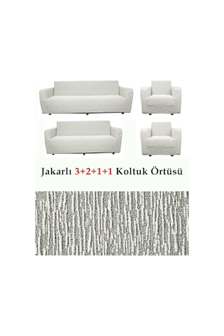 Jakarlı Koltuk Örtüsü , Kanepe ,chester Örtüsü 3211 Taşgri Taş Gri