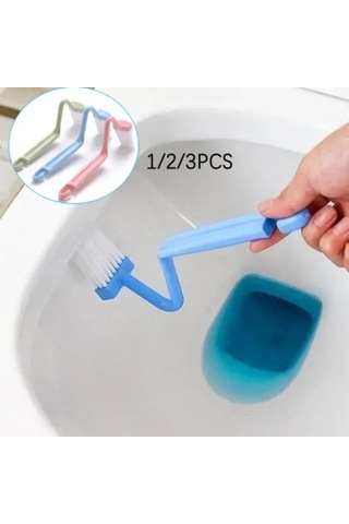 Liangmei 3 Adet Kavisli Tuvalet Fırçası Uzun Saplı Tuvalet Ahşap