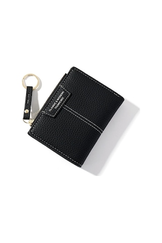 928666 Çoklu Kart Anahtarlık Bozuk Para Cüzdanı Kısa Bayan Cüzdanı Siyah