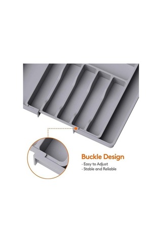 Pazly Genişletilebilir Gri Çatal Bıçak Takımı Kutusu Çekmece Düzenleyici Gri