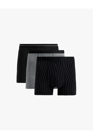 Koton Pamuklu Desenli 3'lü Boxer Seti Siyah Çizgili 6wlm90069mk Siyah Çizgili