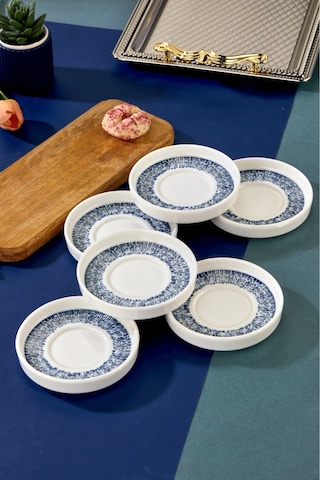 Cooker 6'lı Lyon Porselen Çay Tabağı Mavi