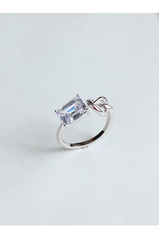 Gümüş Baget Tasarım Pırıltılı Ayarlanabilir Kadın Yüzük