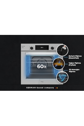 Tommatech TAF6005SS Ankastre Elektrikli Fırın 60 CM Gri Cam
