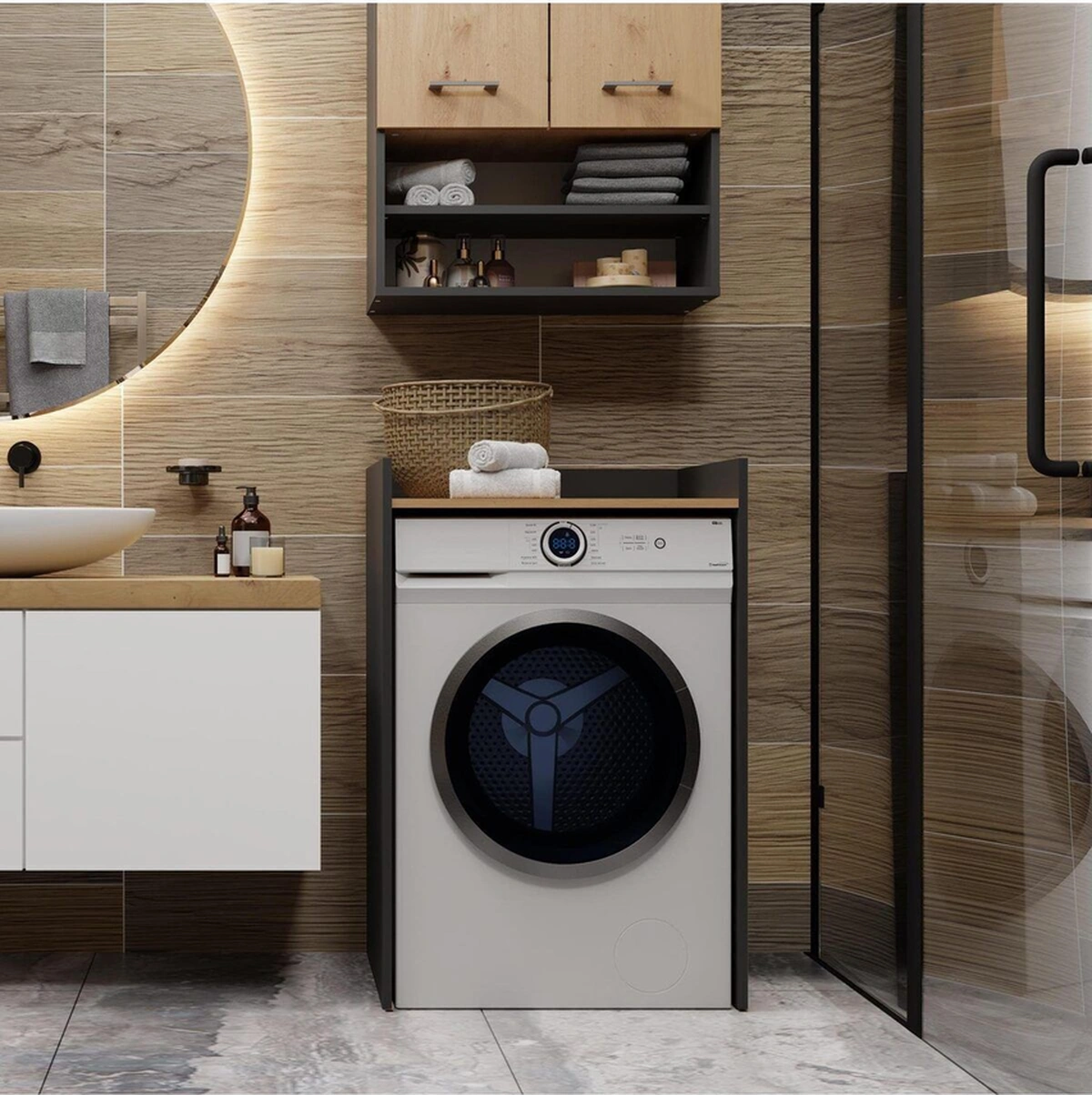 Ulya Banyo Dolabı-çok Amaçlı-çamaşır Makinesi Dolabı-alt Dolap Antrasit