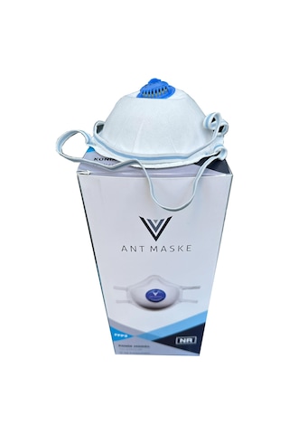 Ant Beyaz Ventilli Ffp2 Nr Toz İş Güvenlik Sanayi Boya Konik Maske - 25 Adetlik Paket