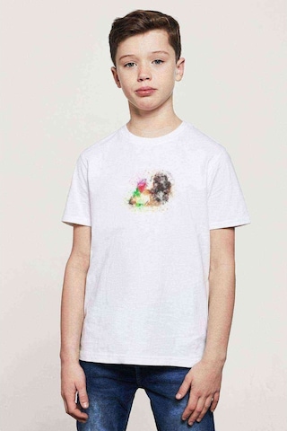 Tshirthane Çiçek Sanat Soyut Suluboya Baskılı Unisex Çocuk Beyaz T-Shirt