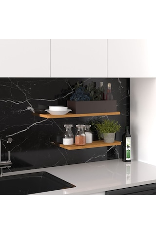 Modern Organizer Düzenleyici Dekoratif 2'li Kitaplık Banyo Mutfak Duvar Rafı Petra