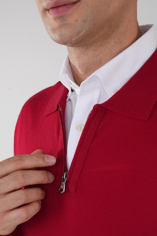 Bisse Polo Yaka Fermuar Detaylı Kırmızı Erkek Yün Triko Tr23knos23211 D24 Kırmızı