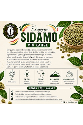 Avantaj Etiyopya %100 Arabica Yeşil & Çiğ Kahve Çekirdeği 1 Kilo Çekirdek Kahve