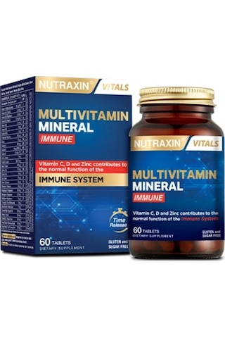 Nutraxin Multivitamin Mineral Immune Complex 60 Tbl - Magnezyum, C, D, Zinc, Demir, B12, Kolin, İyot
