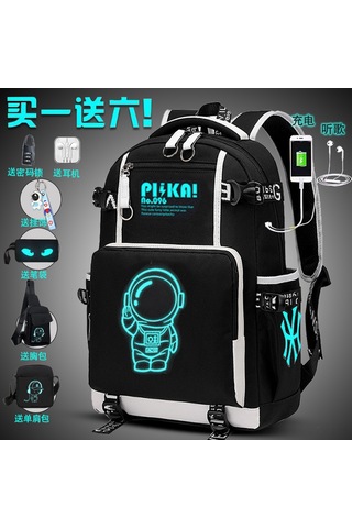 Yifomall Erkek Öğrenci Sırt Çantası 3-6.sınıf Ortaokul - Büyük Boy 635 Uzaylı Desenli Siyah Beyaz Dayanıklı Materyal Çok Renkli