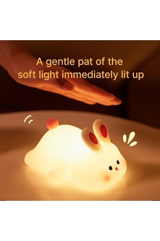 Flybuy Uyku Tavşan Silikon Sevimli Rgb Mini Lambası Lamba Karartma Işığı Gece Çocuk Başucu Gk Çok Renkli