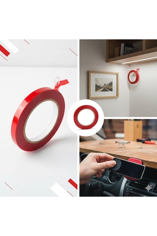 Çift Taraflı Şeffaf Süper Yapışkan Bant 1cm X 5m