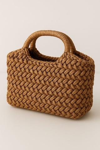 Tıgea Accessories Modern Vintage Rafya Çanta El Örgüsüdür Renk Seçimi Yapılabilir Açık Kahverengi