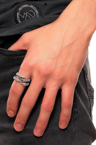 Erkek Antik Gümüş Kaplama 2'Li Kartal Pençesi Yüzük N11.11539 Çok Renkli