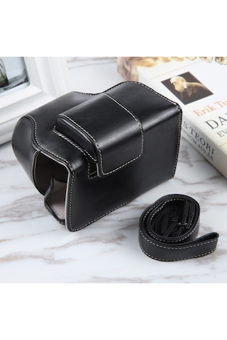 Sones Nikon Z50 / Z30 Kamera Uyumlu Tam Vücut Manyetik Deri Kamera Çantası Askılı Siyah