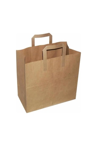 Flat Kraft Kağıt Çanta Karton Hediyelik Poşet Torba - 25x28 Cm. - 10 Adetlik 1 Paket Kraft 25 X 25 X