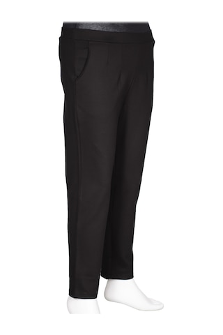 Barem Kadın Buse Rahat Kalıp Yan Cepli Orta Kalın Çelikli Siyah Pantolon Siyah