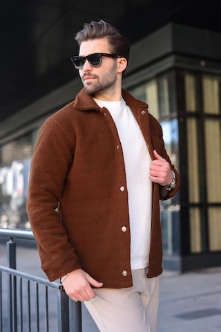 Madmext Kahverengi Çıt Kapamalı Yandan Cepli Erkek Gömlek Ceket E6769 Kahverengi