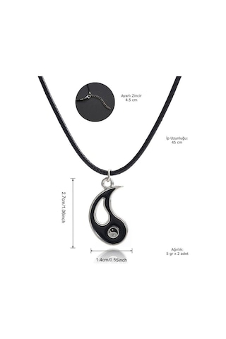 Best Friends Ying Yang İkili Arkadaşlık Sevgili Kolye Siyah - Beyaz