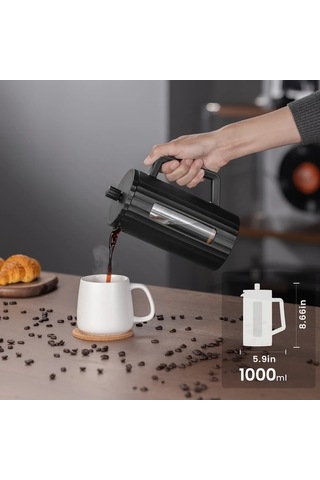 Xuweiwei 1 Adet Thejz 20oz 34oz Fransız Kahve Presi Beyaz 1000ml Modern Cam Manuel Kahve Cay Infuser 4 Seviye Filtreleme Yeniden Kullanilabilir Sicak Soguk Direncli Mat Ev Ofis Beyaz