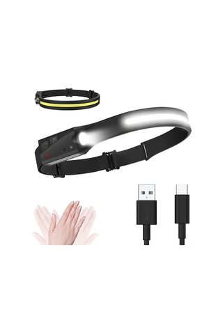 Usb Şarj Edilebilir Baş Lambası Hafif Süper Parlak Led Koşu Baş Lambası Koşucu İçin Yağmur Fırtınası Su Geçirmez Led El Feneri Dahili 1200mah Pil Siyah