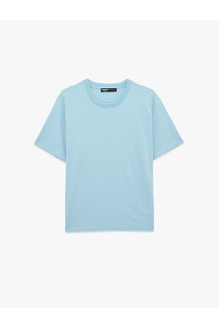 Koton Regular Fit Kısa Kollu Bisiklet Yaka Pamuklu Basic Tişört Mavi 6sam10332mk