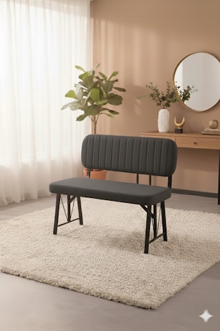 Elfin 70x110 Efes Yemek Masası, Yemek Masası Takımı, 2 Sandalye 1 Bench - Antrasit Antrasit