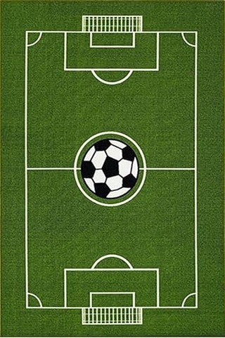 Futbol Sahası Futbol Topu Desen Dijital Baskı Yıkanabilir Kaymaz Taban Çocuk Odası Halısı Yeşil 60 X 120 Çok Renkli