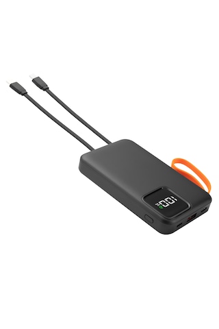 10.000 Mah Mini Kablolu Hızlı Powerbank 22w Pd Quick Fast Taşınabilir Şarj Cihazı Siyah