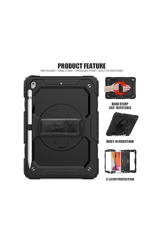 Apple Uyumlu iPad 9. 8. 7. Nesil 10.2" Kılıf Defender Askılı Pars Case Fuji 2019 2020 2021 2022