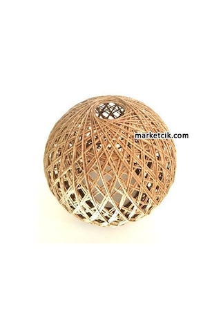 Hasır Lambader Avize Abajur Şapkası 21 CM Kahverengi