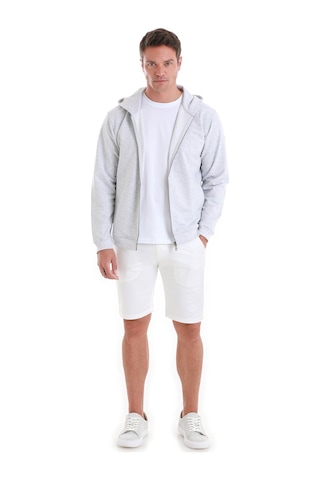 Hatemoğlu Gri Regular Fit Düz Pamuklu Fermuarlı Sweatshirt 34183024b001 420 Gri
