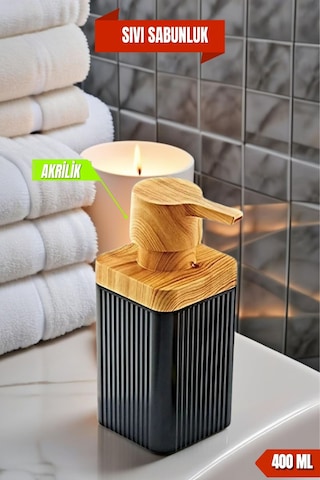 1 Adet Akrilik Sıvı Sabunluk Mutfak Banyo Sabunluk Seti- 400 Ml Siyah Diğer