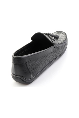 Siyah Baskılı Hakiki Deri Erkek Loafer Ayakkabı E01697032503 Siyah