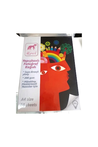 Yapışkanlı Sticker Fotoğraf Kağıdı Parlak Epson-Canon-Hp-Brother A4 50 Yaprak