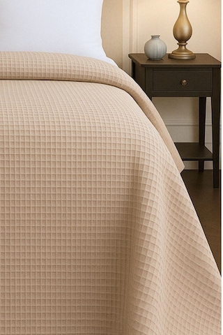 Renkli Gofret Desen Tek Kişilik Yatak Örtüsü Otel Pike 160x230 Cm Bej