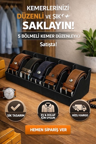 5 Bölmeli Kemer Çorap Takı Makyaj Organizeri Dolap Düzenleyici Siyah