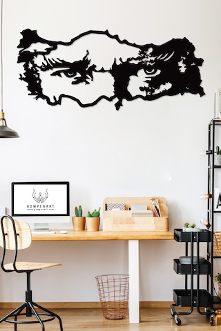 Gowpenart Atatürk Ve Türkiye Siyah Metal Duvar Tablosu