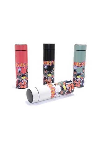 10 Adet Termos Anime Baskılı Dijital Göstergeli 500 Ml Paslanmaz Çelik Seyahat Matara, Thermos, Thermal Flask, Su Şişesi