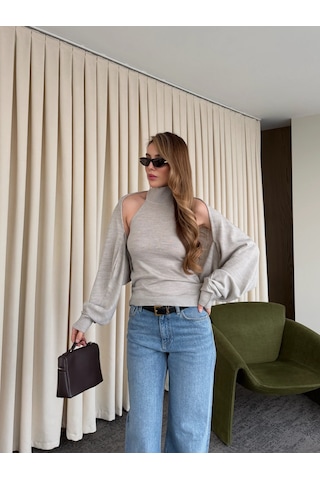 Laluvia Vizon Triko Bolero Takım - 601117 Vizon