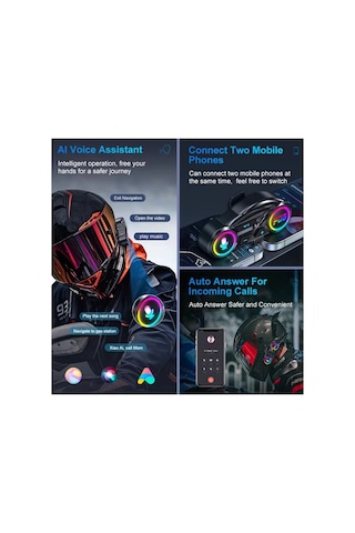Y13 Motor Kask Kulaklık Rgb Modlu Radyolu Motosiklet Kulaklık 5.3 Bluetooth Intercom Najmaddin